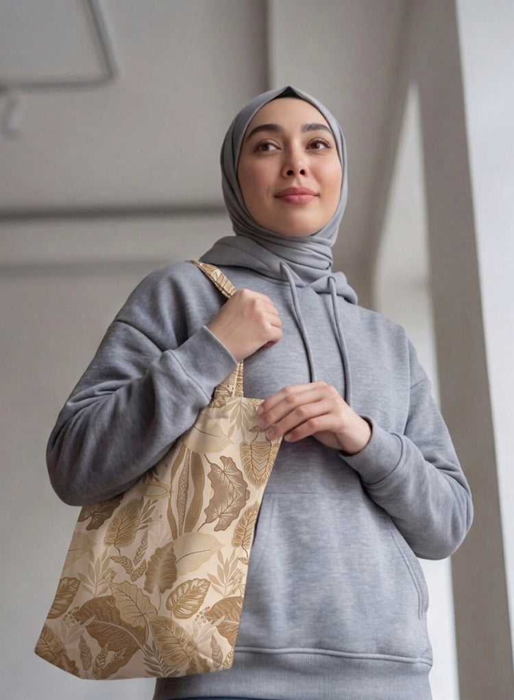 Printed - Sandy Beige Fern Tote Bag Trendy Home