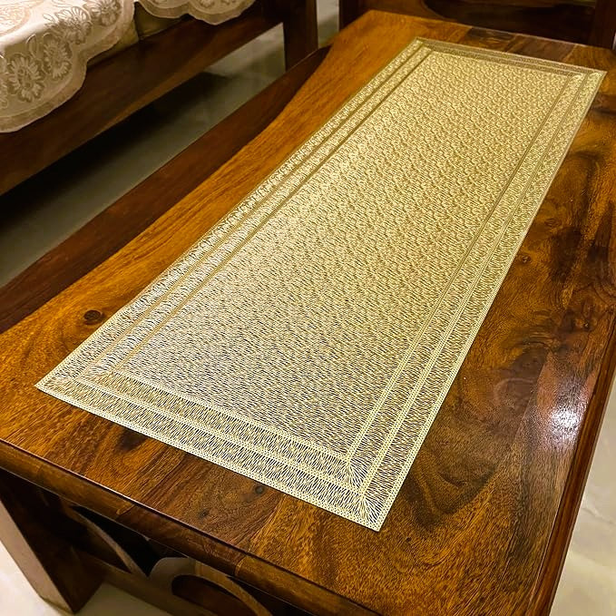 Pvc - Gold Rectangular Table Runner Trendy Home