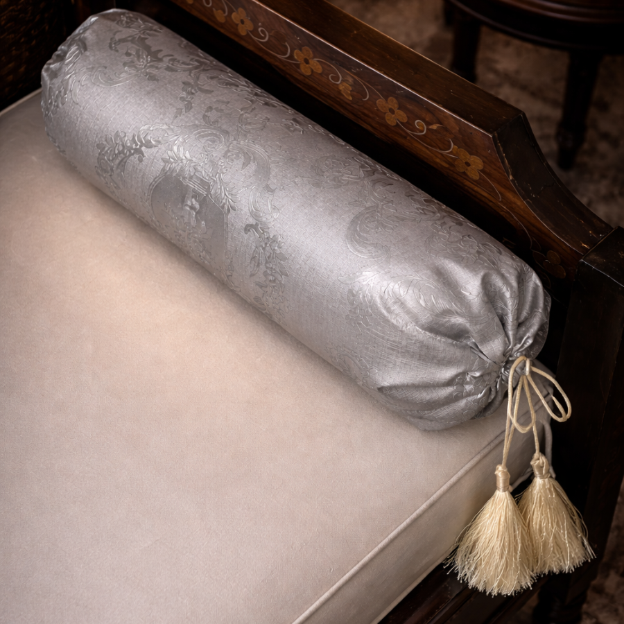 Embossed Leather - Silver Round Pillow (pair) Trendy Home