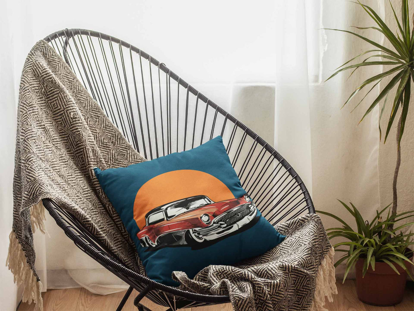 Vintage Red Mustang Cushion Cover Trendy Home