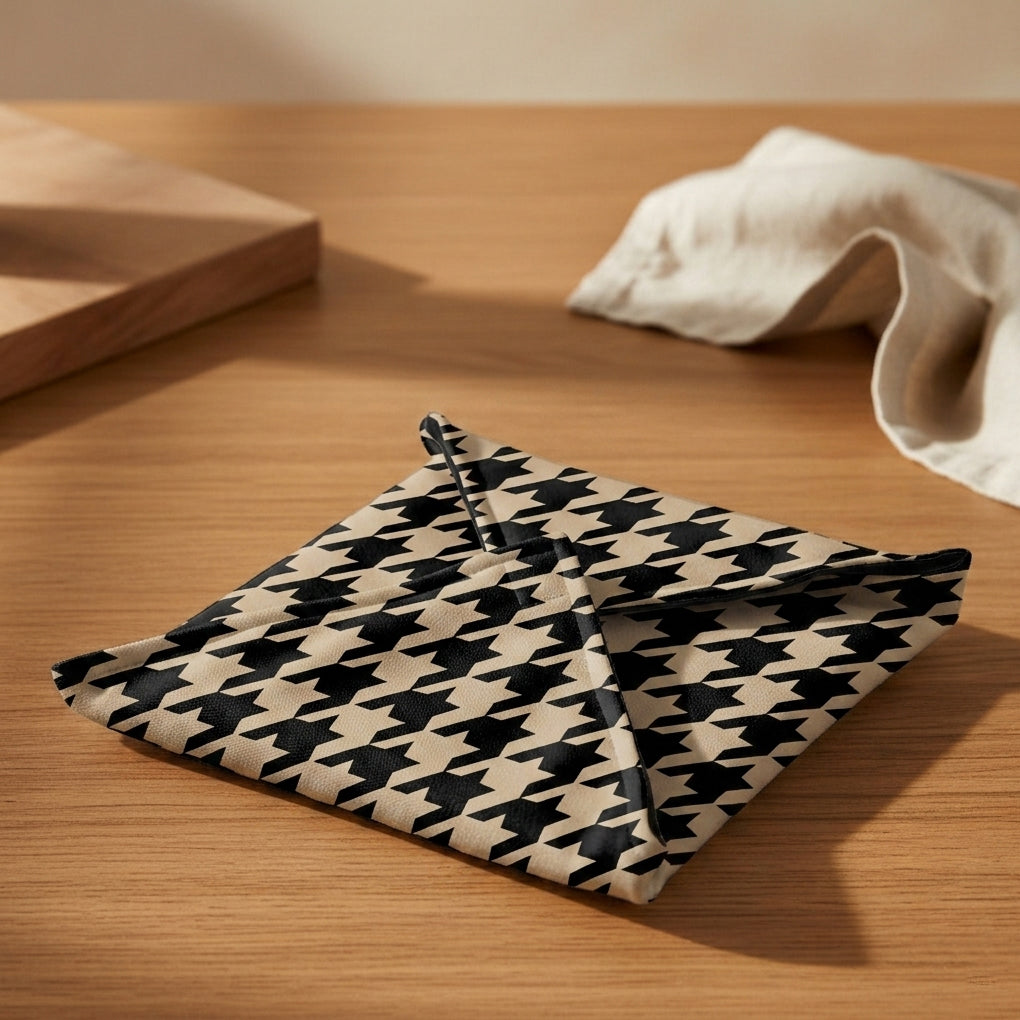Printed - Beige Houndstooth Roti Kapra Trendy Home