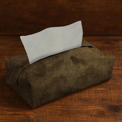 Malai Velvet - Olive Brown Tissue Box Trendy Home