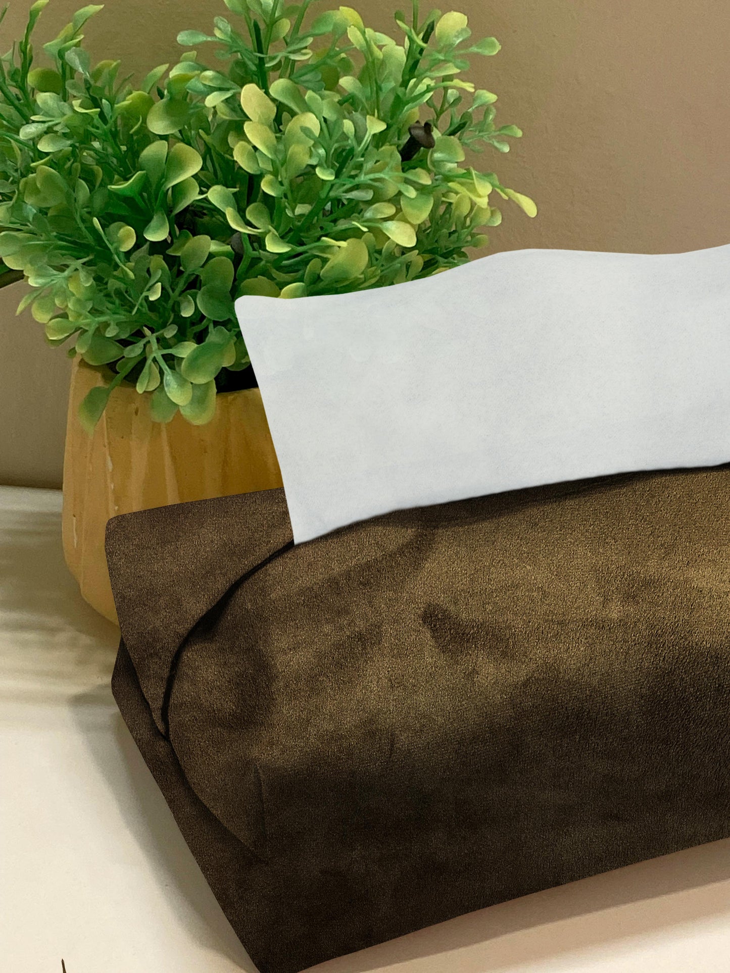 Malai Velvet - Olive Brown Tissue Box Trendy Home