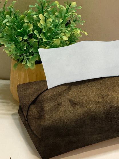 Malai Velvet - Olive Brown Tissue Box Trendy Home