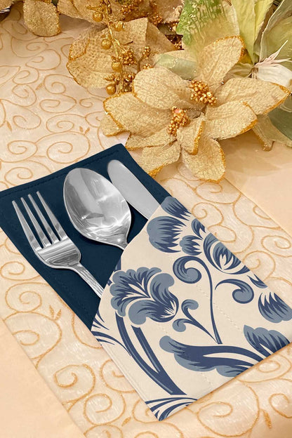 Printed - Blue Victoria Cutlery Pouch Trendy Home