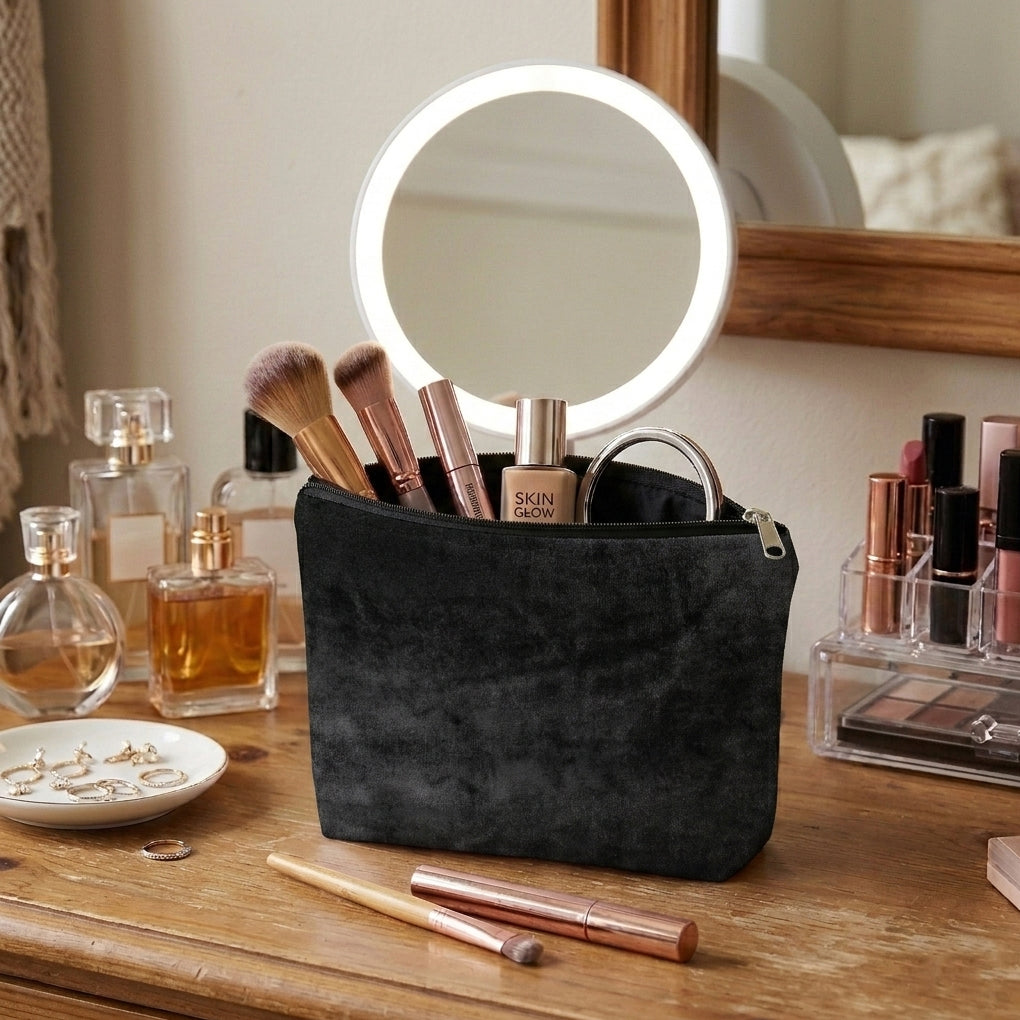 Malai Velvet - Black Cosmetic Pouch Trendy Home
