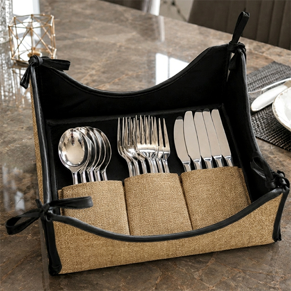 Fine Jute - Mud Cutlery Tray