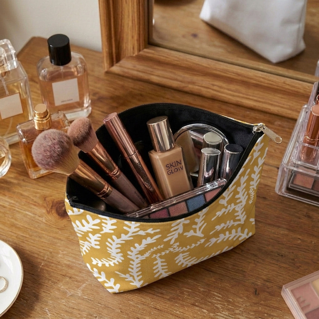 Printed - Mustard Mist Cosmetic Pouch Trendy Home