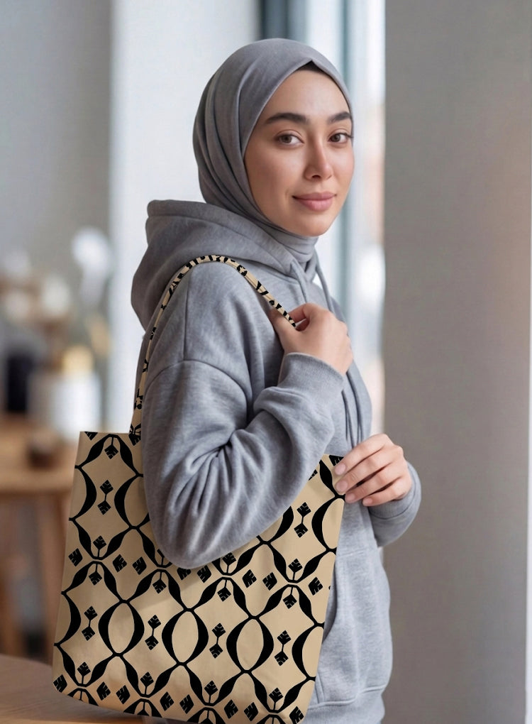Printed - Beige Nomad Tote Bag Trendy Home