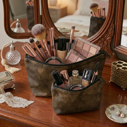 Malai Velvet - Olive Brown Cosmetic Pouch Trendy Home