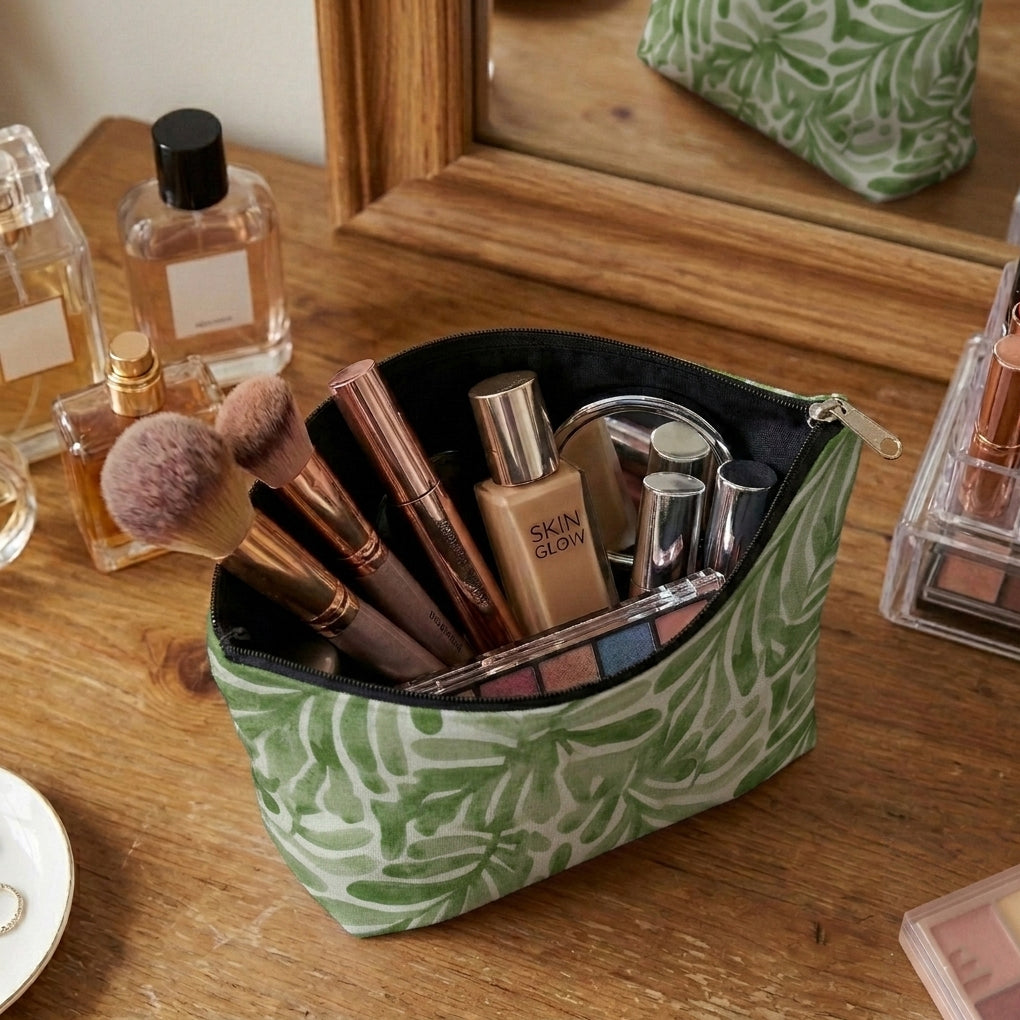 Printed - Sage Leaf Cosmetic Pouch Trendy Home