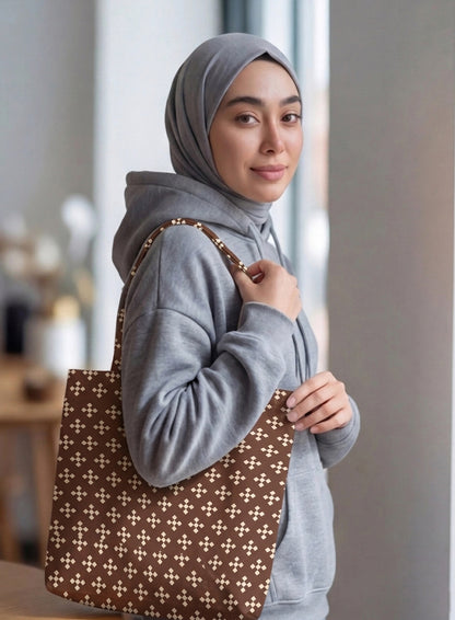 Printed - Espresso Foulard Tote Bag Trendy Home