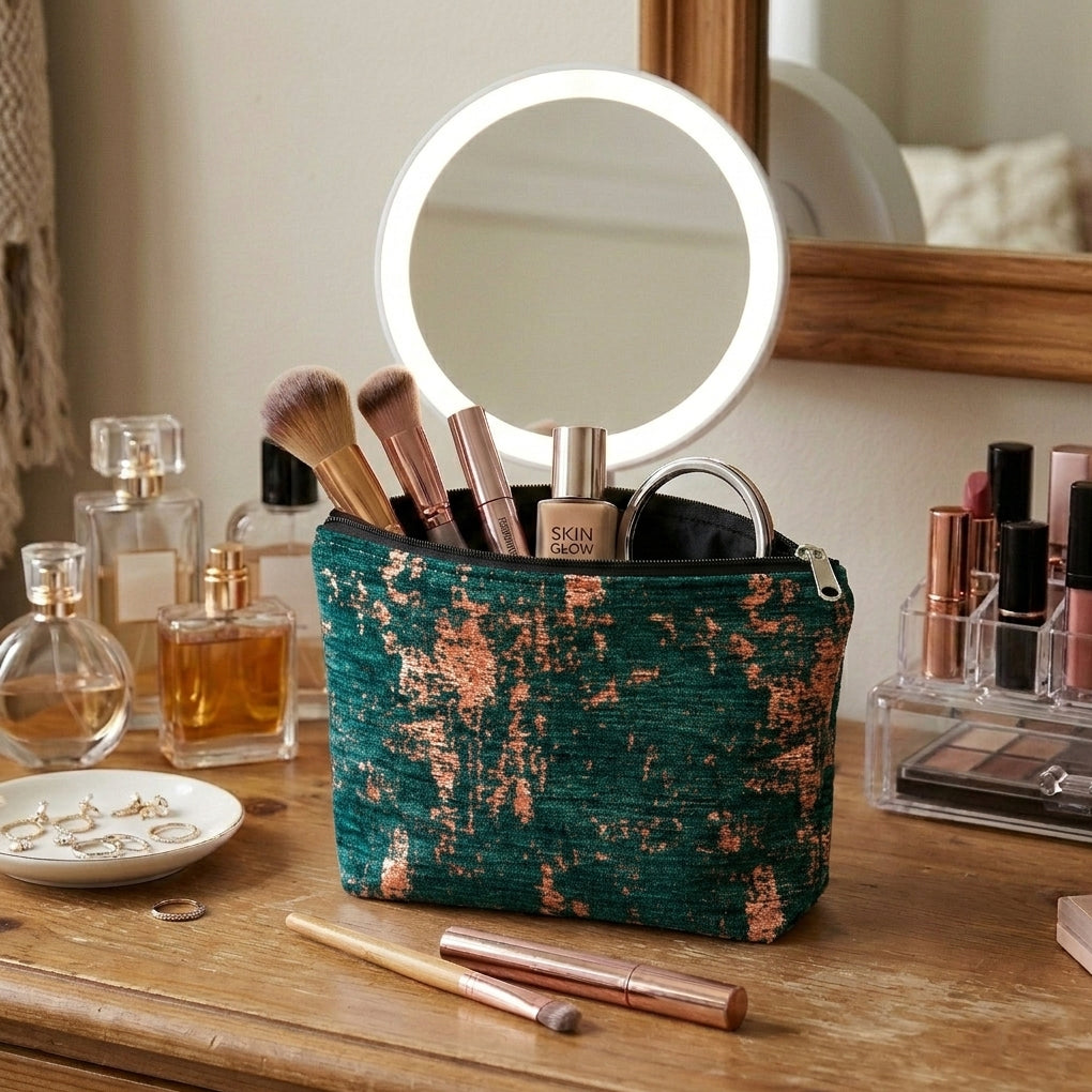 Shanghai Velvet - Emerald Cosmetic Pouch Trendy Home