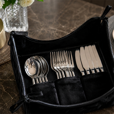 Malai Velvet - Black Cutlery Tray Trendy Home