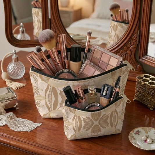 Printed - Sandy Beige Fern Cosmetic Pouch Trendy Home