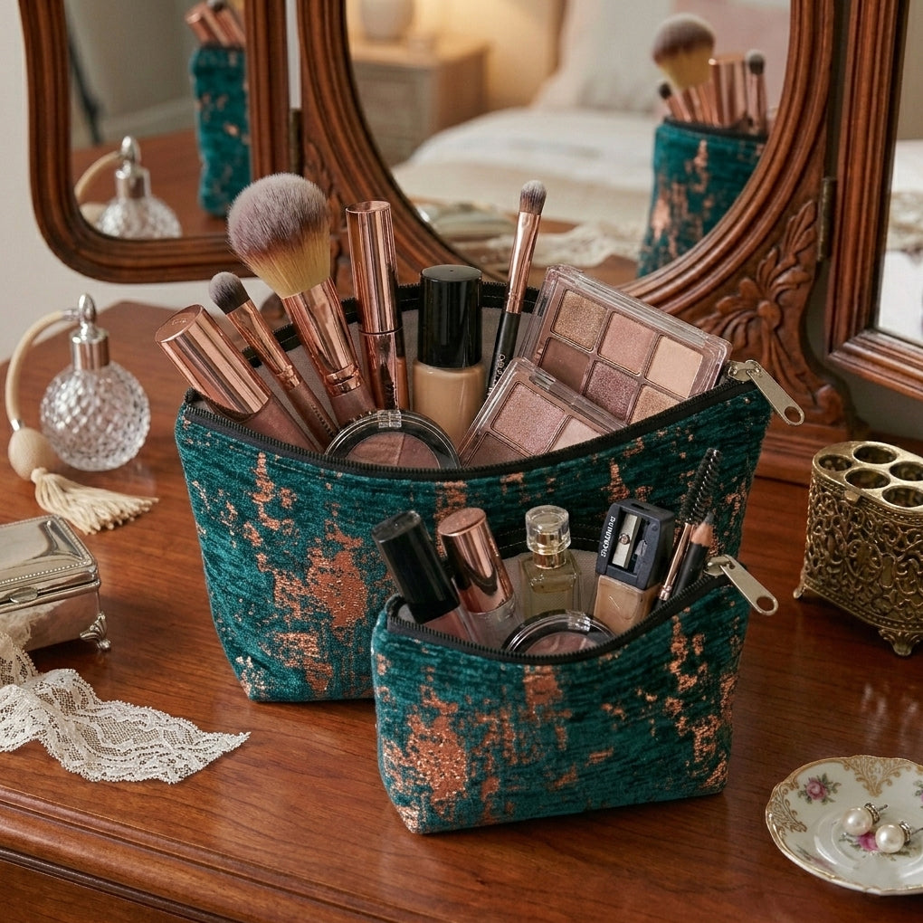 Shanghai Velvet - Emerald Cosmetic Pouch Trendy Home