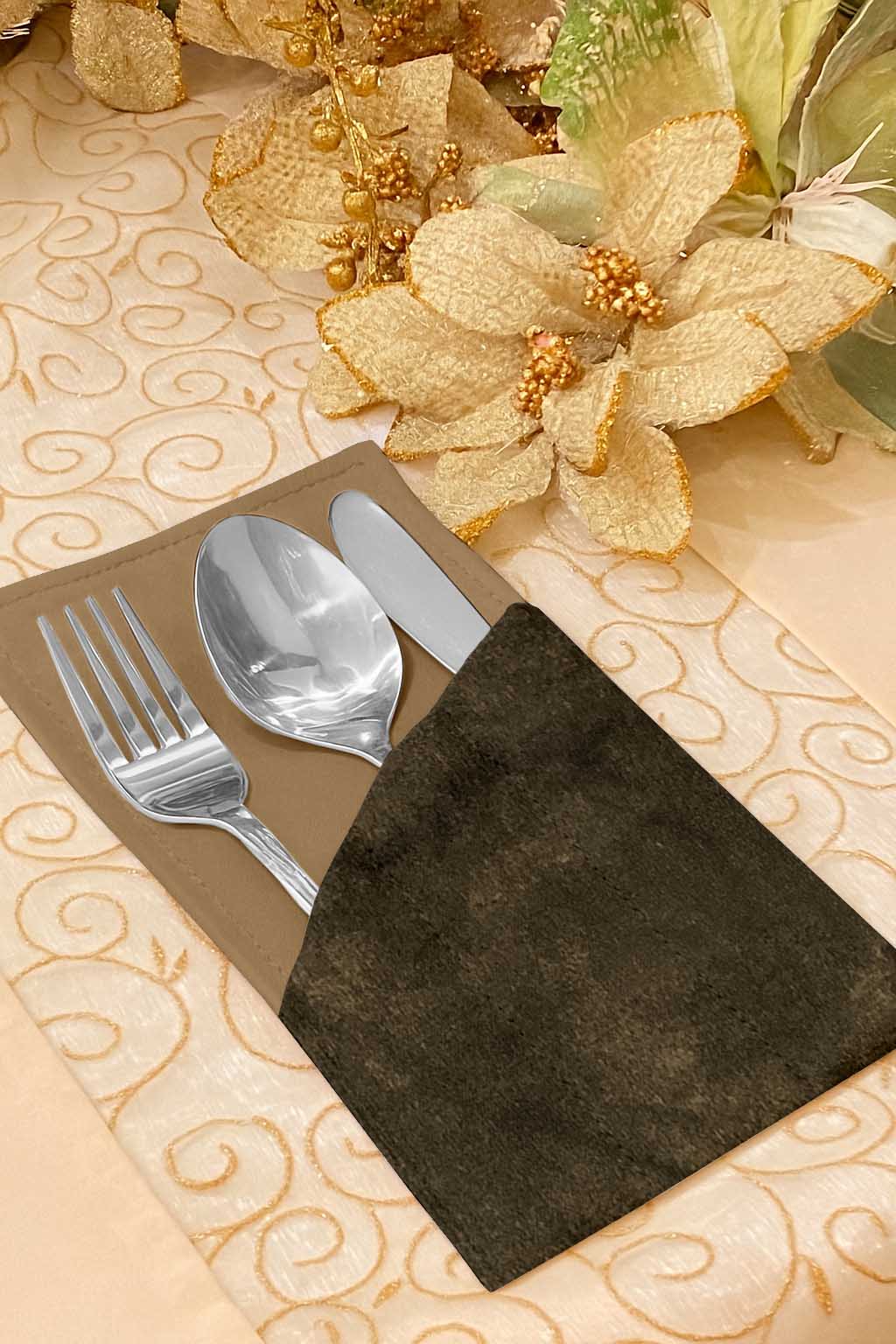 Malai Velvet - Olive Brown Cutlery Pouch Trendy Home