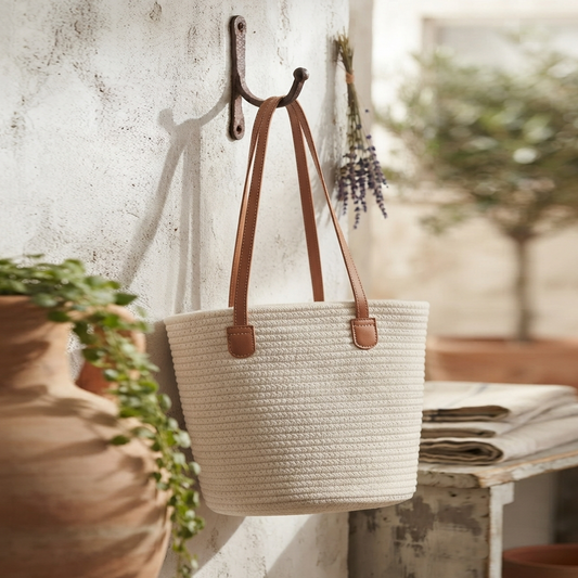 Handwoven - Cream Beach Bag
