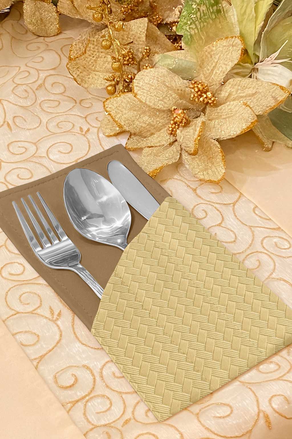 Patterned Leather - Beige Cutlery Pouch Trendy Home