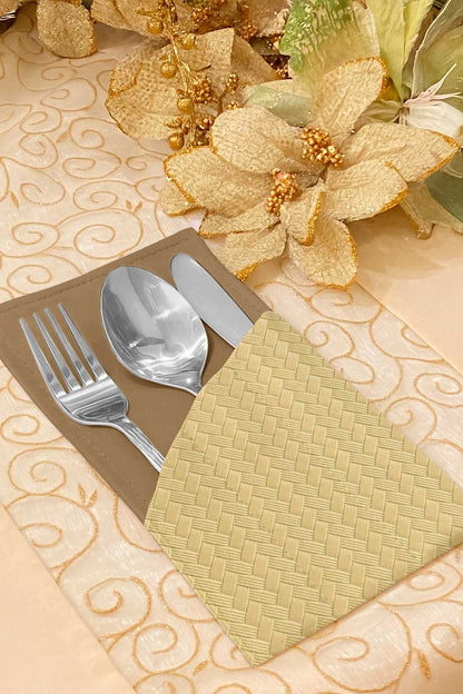 Patterned Leather - Beige Cutlery Pouch Trendy Home