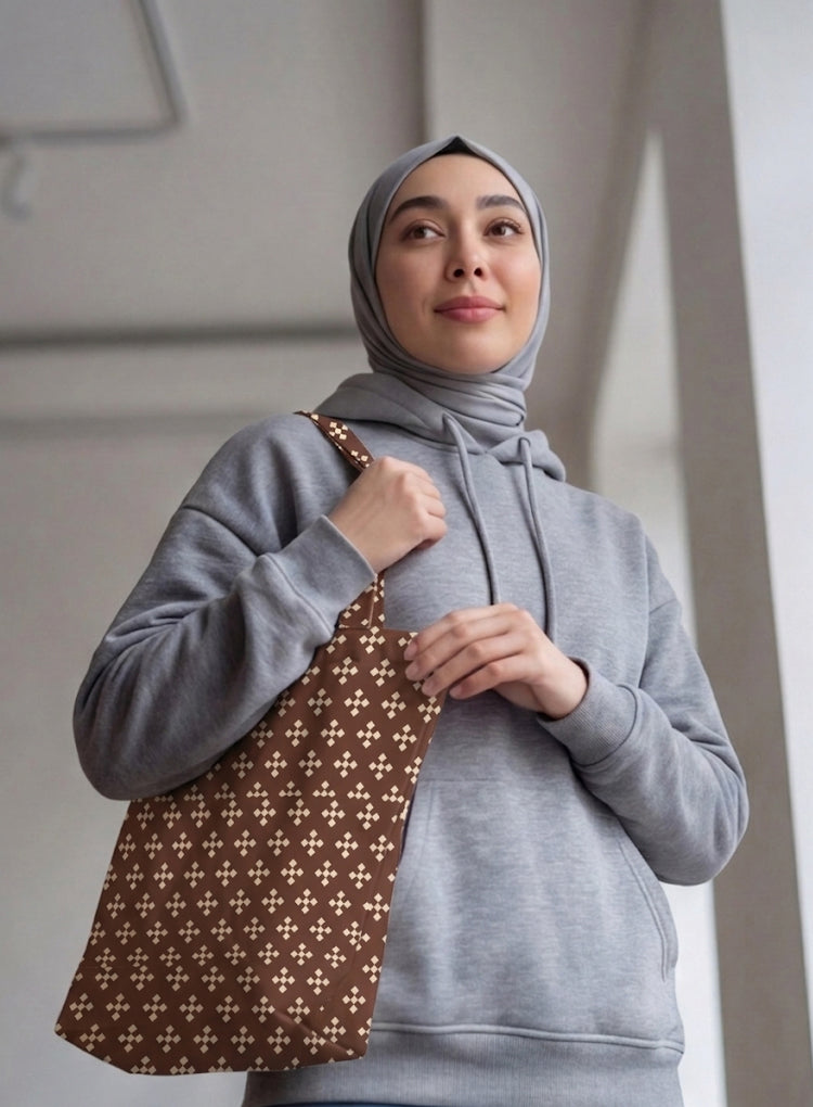 Printed - Espresso Foulard Tote Bag Trendy Home
