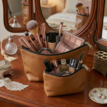 Leather - Peanut Brown Cosmetic Pouch Trendy Home