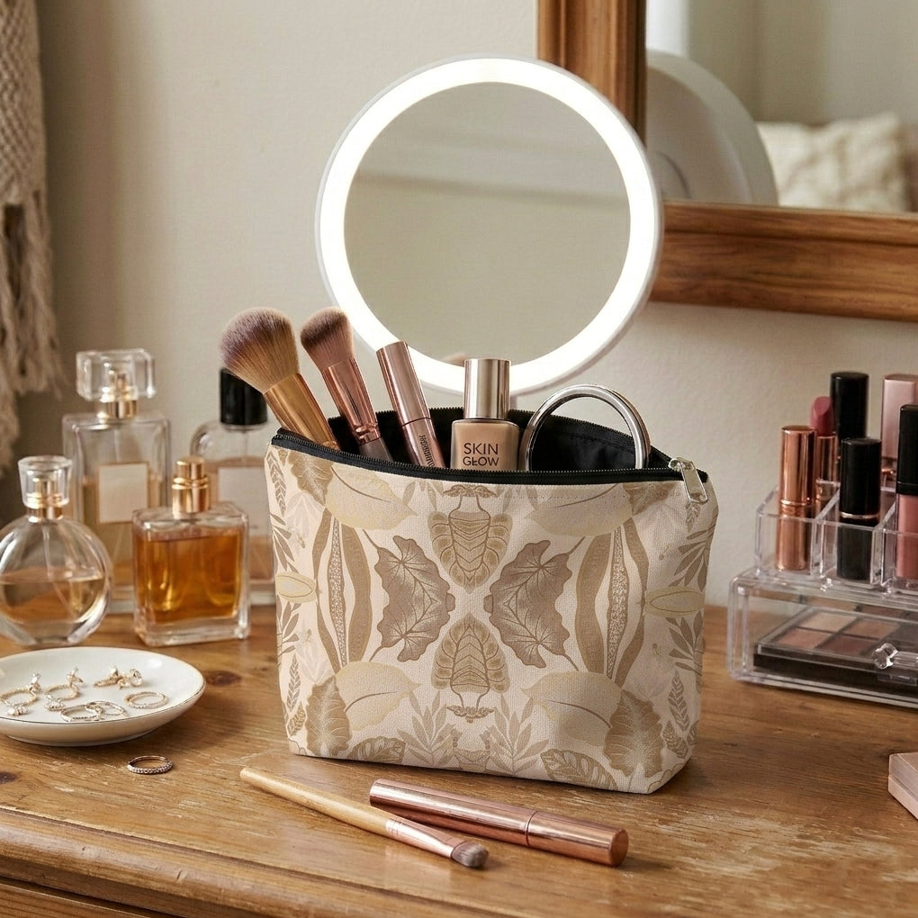 Printed - Sandy Beige Fern Cosmetic Pouch Trendy Home