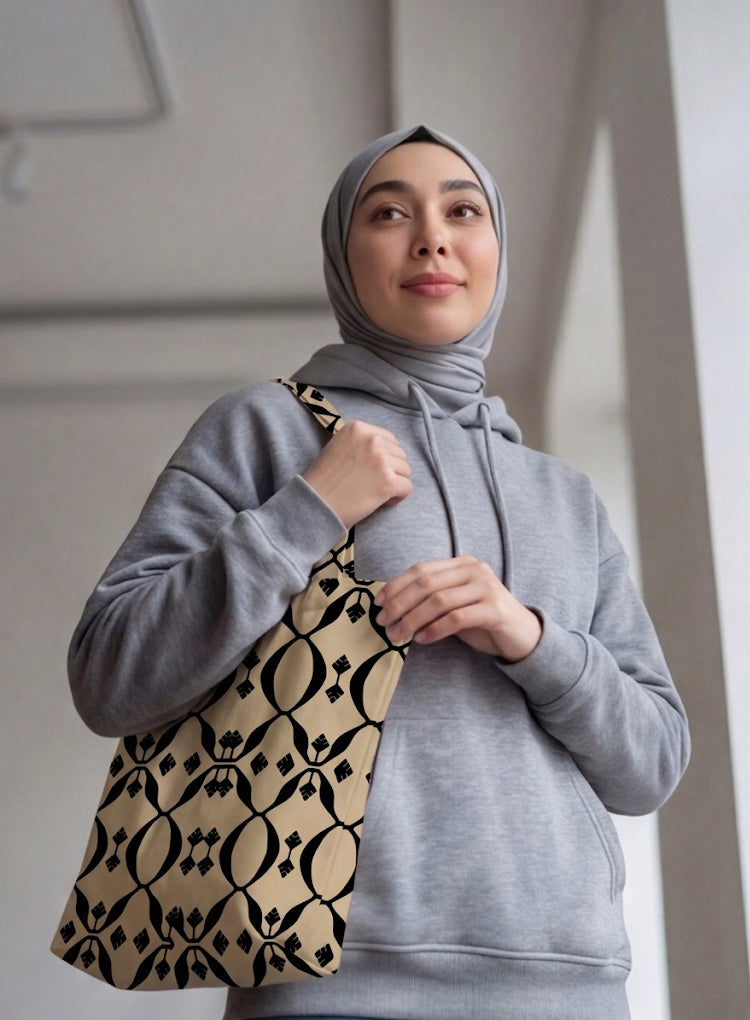 Printed - Beige Nomad Tote Bag Trendy Home