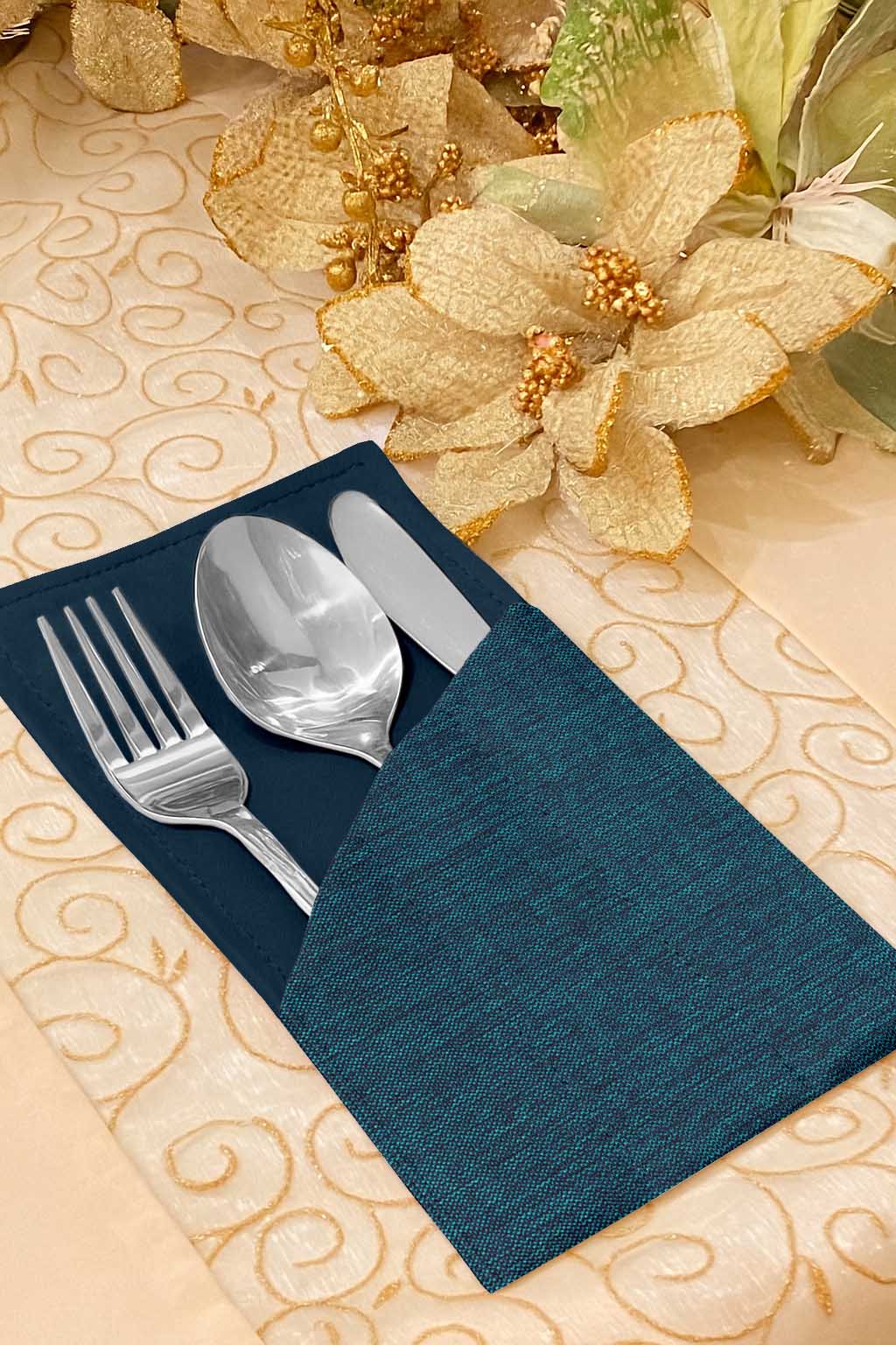 Fine Jute - Dark Turquoise Cutlery Pouch Trendy Home