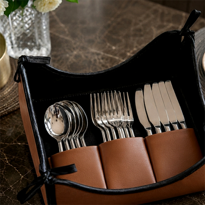 Leather - Burnt Cinnamon Cutlery Tray Trendy Home