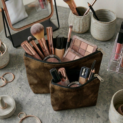 Malai Velvet - Olive Brown Cosmetic Pouch Trendy Home