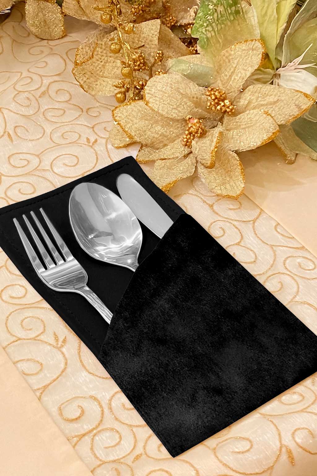 Malai Velvet - Black Cutlery Pouch Trendy Home