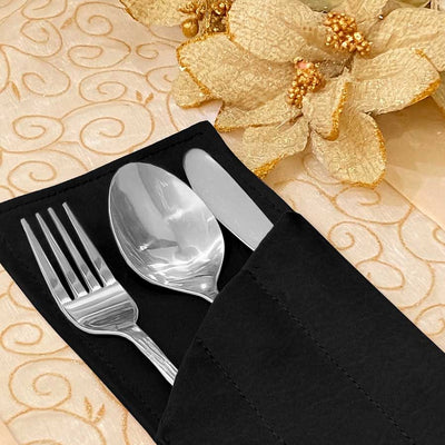 Leather - Black Cutlery Pouch Trendy Home