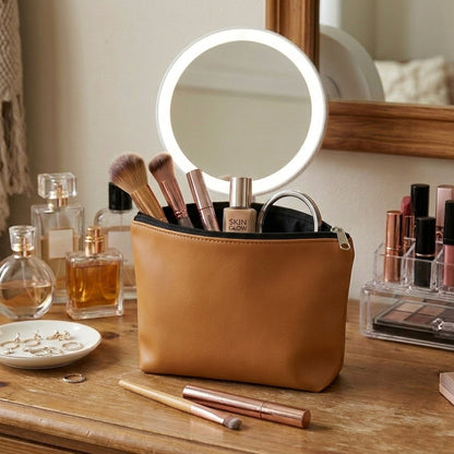 Leather - Peanut Brown Cosmetic Pouch Trendy Home
