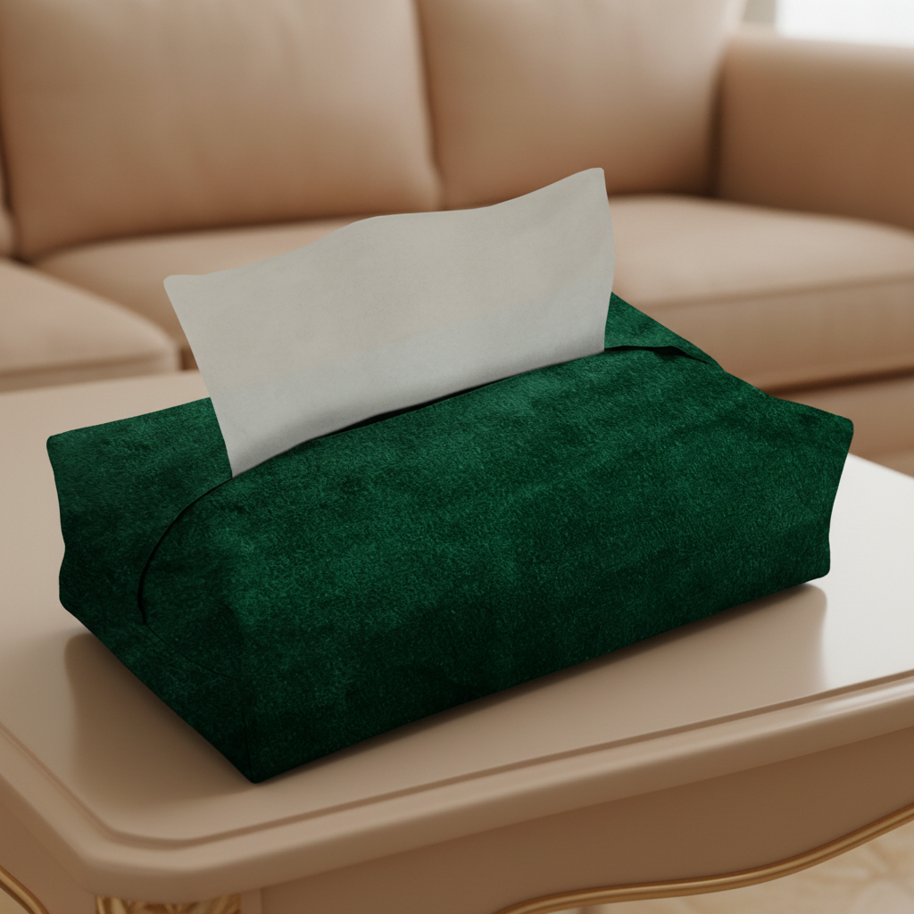 Malai Velvet - Emerald Tissue Box Trendy Home