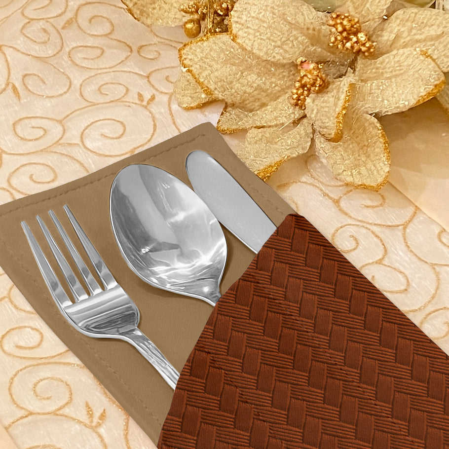 Patterned Leather - Bronze Cutlery Pouch Trendy Home