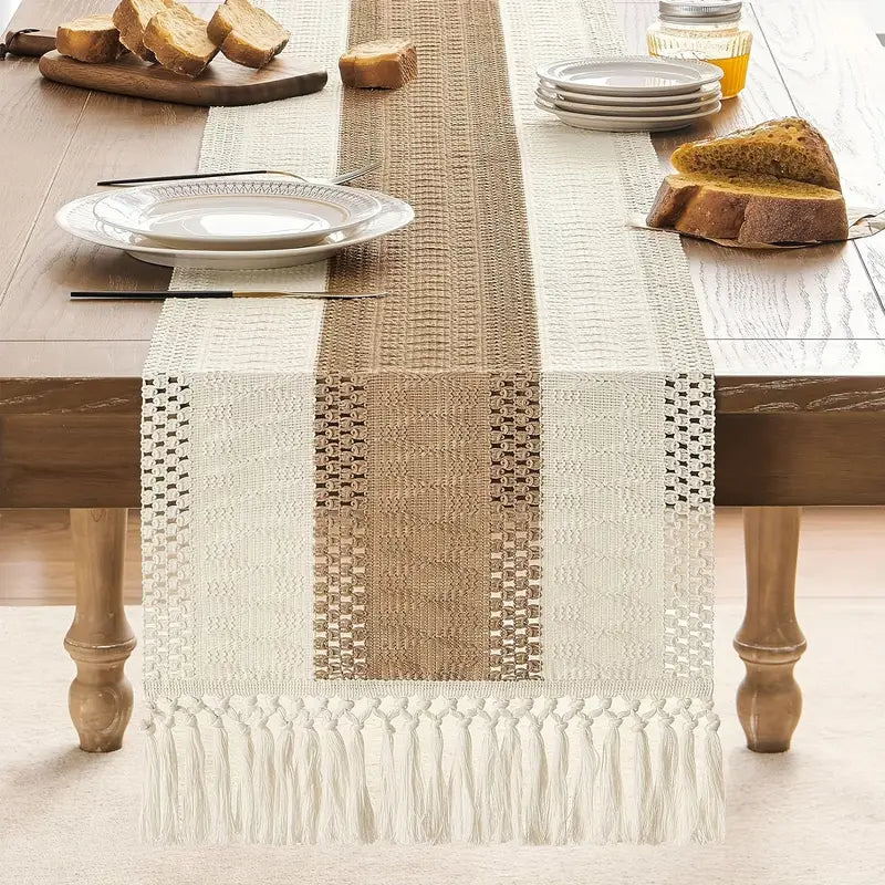 Crochet - Cream & Latte Table Runner Trendy Home