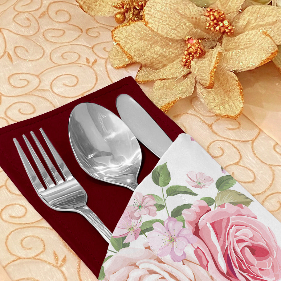 Printed - Pink Rose Cutlery Pouch Trendy Home