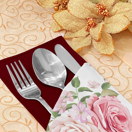 Printed - Pink Rose Cutlery Pouch Trendy Home