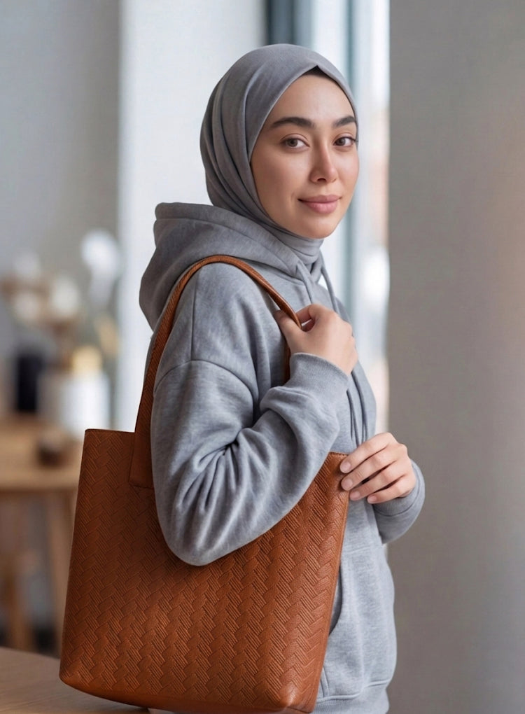Patterned Leather - Bronze Tote Bag Trendy Home