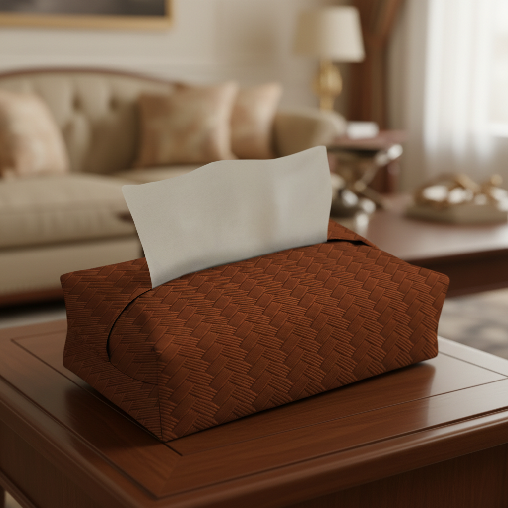 Patterned Leather - Bronze Tissue Box Trendy Home