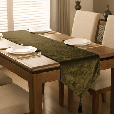 Malai Velvet - Olive Brown Table Runner Trendy Home