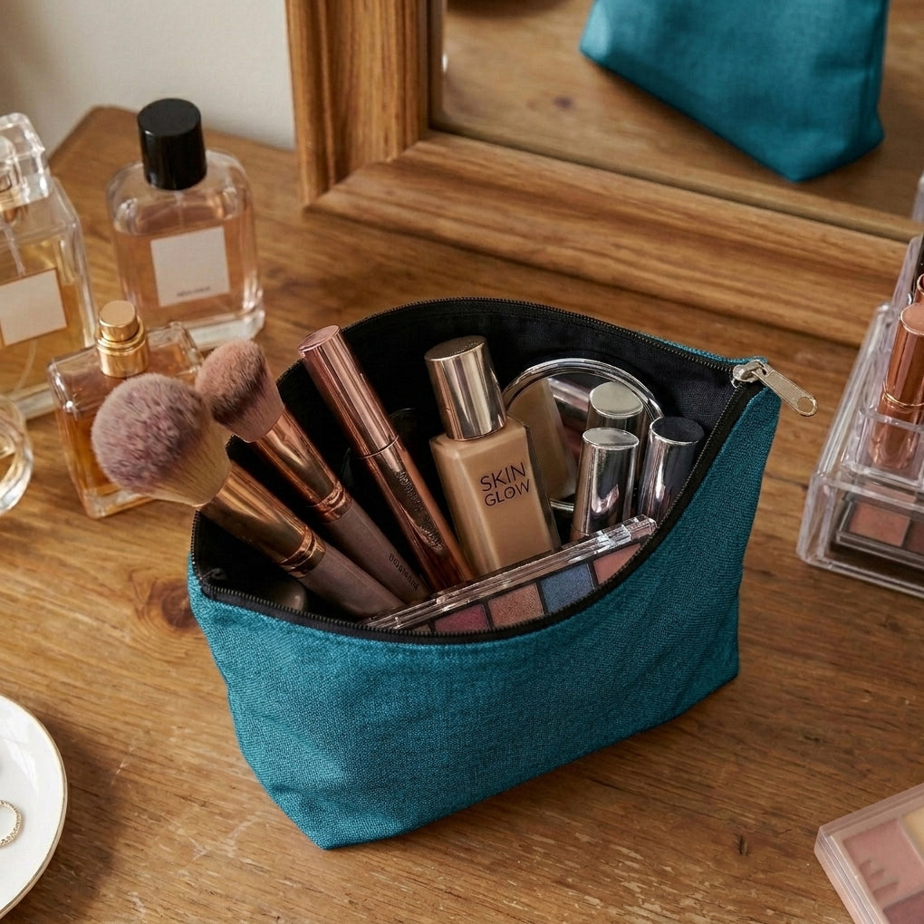 Fine Jute - Dark Turquoise Cosmetic Pouch Trendy Home