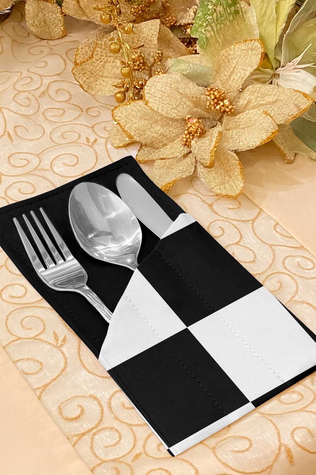 Printed - Check Cutlery Pouch Trendy Home