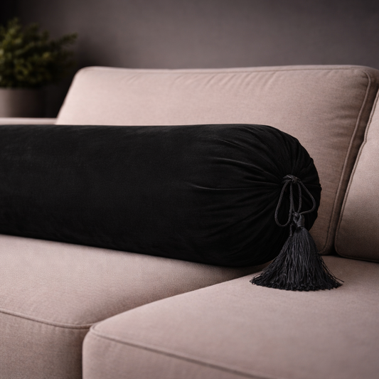 Malai Velvet - Black Round Pillow (pair) Trendy Home