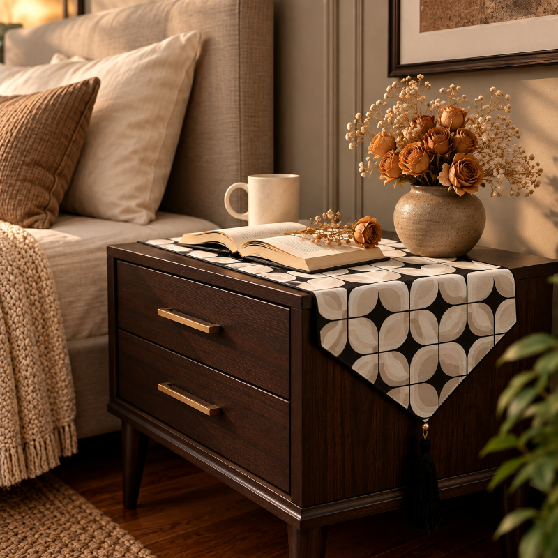Printed - Retro Slate Bed Side Table Accent Trendy Home