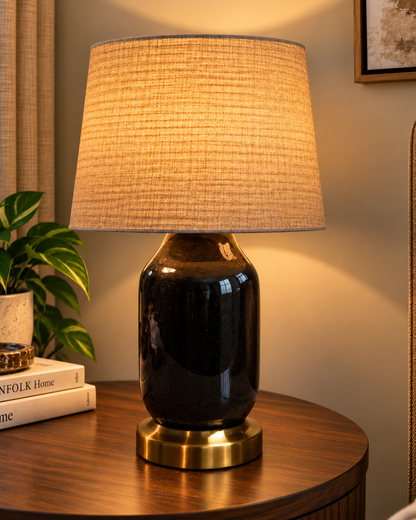 Carbon Barrel Table Lamp
