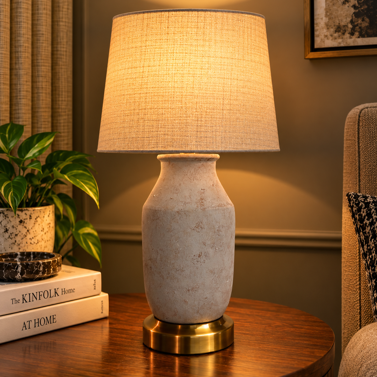Barrel Table Lamp Beige Trendy Home