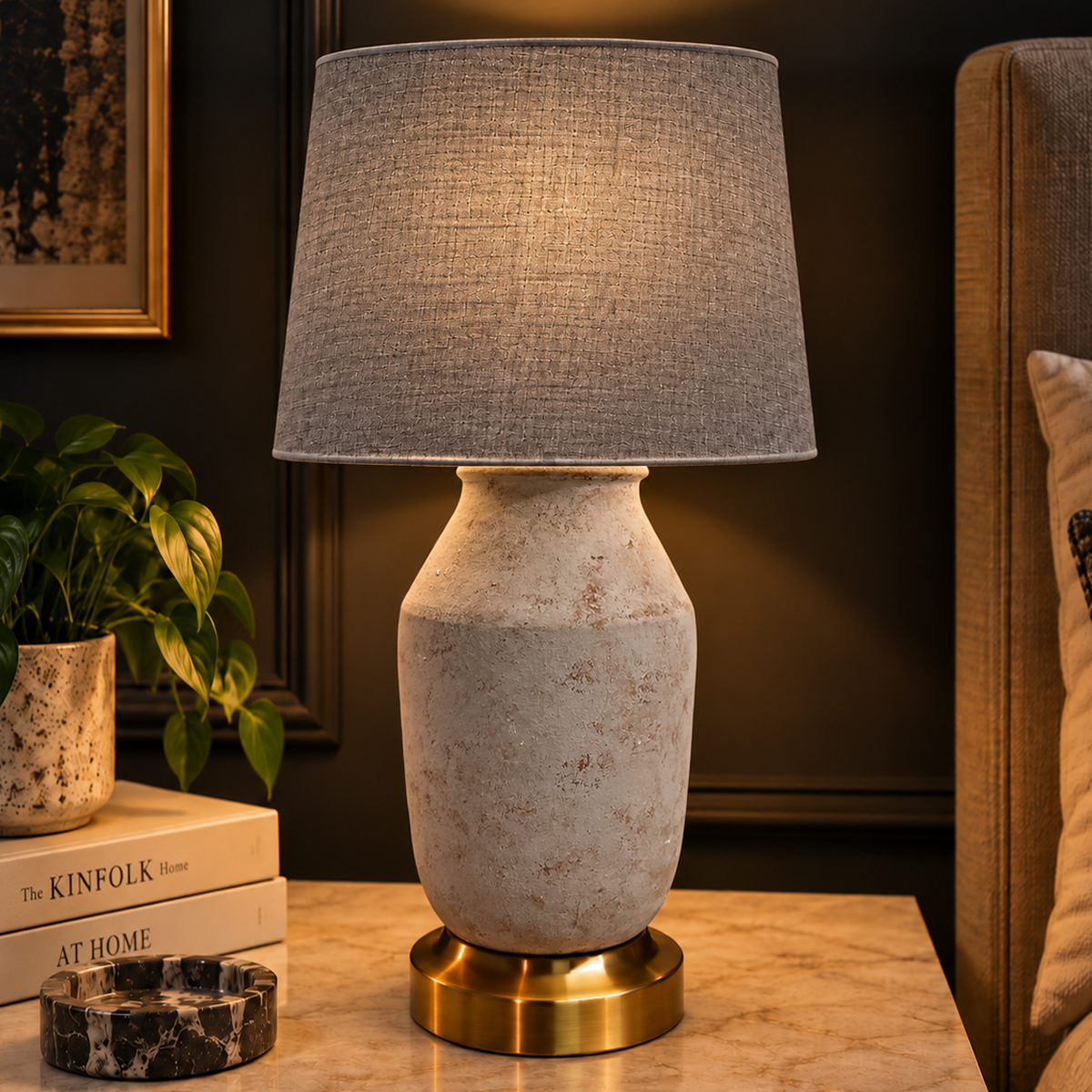 Barrel Table Lamp Gray Trendy Home
