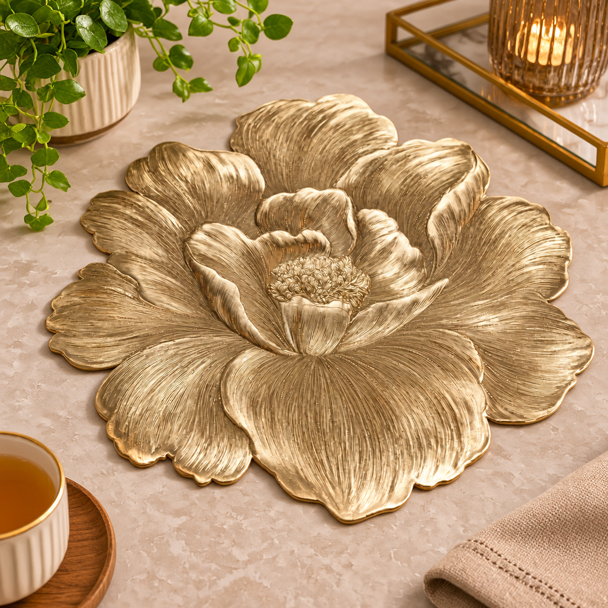 Pvc - Plato base de lujo rosa dorada